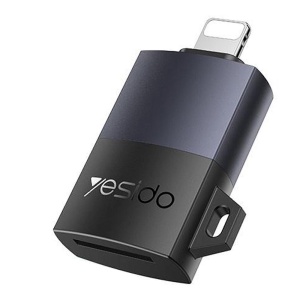 Adaptor Lightning la MicroSD, Card Reader TF, 480Mbps, Aliaj Aluminiu, Yesido, Gri