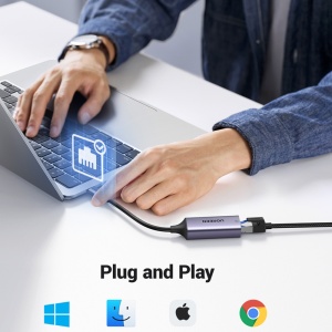 Adaptor pentru Internet, USB-C la RJ45, 1000Mbps, 1Gb/s, Ugreen CM199 - Space Gri - Img 2