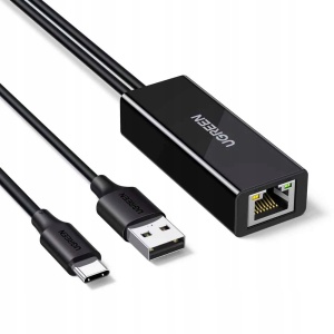 Adaptor pentru Internet, USB, USB-C la RJ45, 100Mbps, Indicator LED, Ugreen CR110, Negru - Img 1