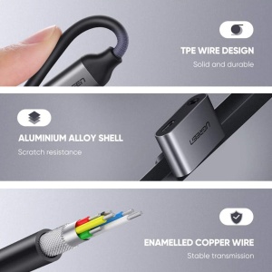 Adaptor Type-C la Type-C, Jack 3.5mm, Ugreen CM193 - Gri - Img 4