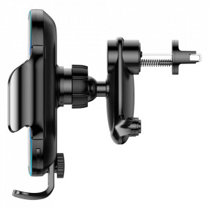 Baseus - Light Electric Car Holder (WXHW03-01) with Wireless Charging, 15W for Dashboard / Windshield / Air Vent - Black - Img 2