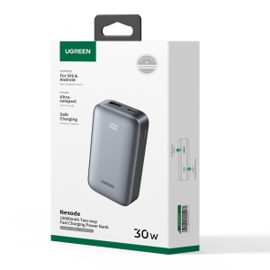 Baterie Externa fara Fir cu Display Digital, USB, Type-C, 10000mAh, 30W, 5V/3A, Ugreen PB502 - Gri - Img 7