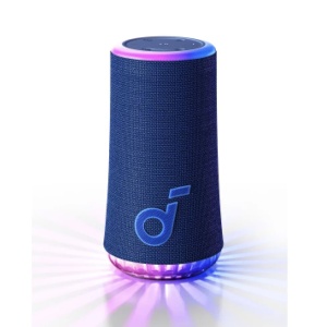 Boxa Bluetooth Wireless 30W 360° Sound, IP67, Lumini RGB, BassUp, Autonomie 18h, Anker SoundCore Glow A3166G31, Albastru