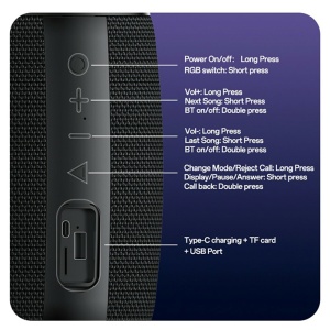 Boxa portabila Bluetooth, 20W, Iluminare RGB, True Wireless, 1200mAh, Yesido, Negru - Img 2