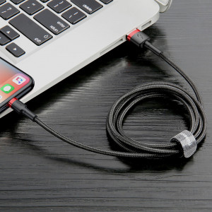 Cablu de Date USB la Lightning 2.4A, 1m - Baseus Cafule (CALKLF-B19) - Red Black - Img 6