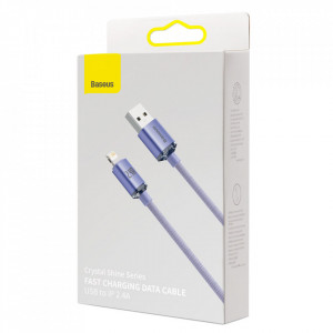 Cablu de date USB la Lightning, 2.4A, 2m, Baseus Crystal Shine (CAJY000105) - Mov - Img 7