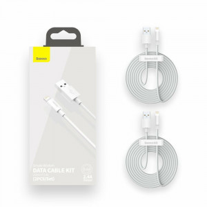 Cablu de Date USB la Lightning, Fast Charging 2.4A, 480Mbps, 1.5m (set 2) - Baseus (TZCALZJ-02) - White - Img 7