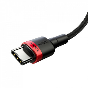 Cablu de date USB la Type-C, PD 2.0, 100W, 2m, Cafule Baseus (CATKLF-AL91) - Rosu Negru - Img 3