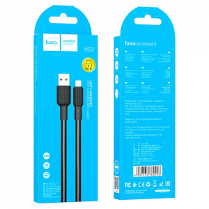 Cablu de date (X69 Jaeger), USB-A to Lightning, 12W, 2.4A, 1.0m, HOCO - Negru / Alb - Img 4