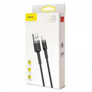Cablue de date USB la Lightning, 2A, 3m, Cafule Baseus - Gri Negru - Img 5