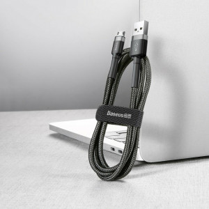 Cablue de date USB la Micro-USB, 2A, 3m, Cafule Baseus - Gri Negru - Img 6