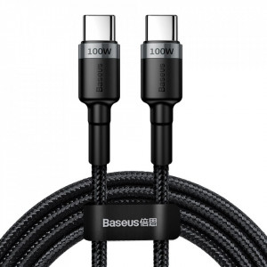 Cablue de date USB la Type-C, PD 2.0, 100W, 2m, Cafule Baseus (CATKLF-ALG1) - Gri Negru