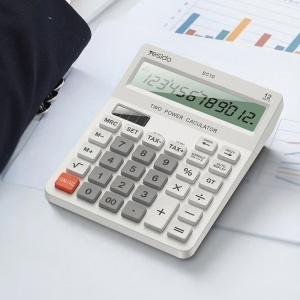 Calculator de birou, Ecran LCD 12 cifre, Functii TAX si Check, Alimentare Duala, Yesido, Argintiu - Img 6