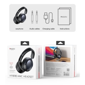Casti Wireless Over-Ear, ANC Hibrid, Bluetooth v5.3, ENC, 500mAh, Yesido, Negru - Img 7