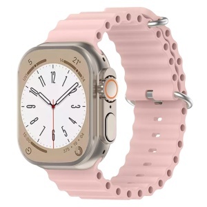 Curea pentru Apple Watch 42/44/45/46/49mm din Silicon, set cu sticker, Model W38, Roz