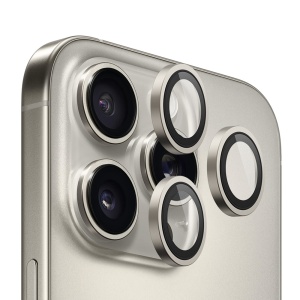 Folie camera pentru iPhone 16 Pro / 16 Pro Max, Blueo, Sticla Securizata, Ultra HD, Original Metal Frame Lens Protector, Set de 3, Negru