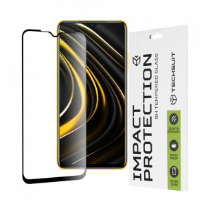 Folie Xiaomi Poco M3 / Redmi 9T / Redmi 9 Power, ce acopera tot ecranul 111D, Techsuit - Negru