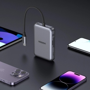 Hub 7in1, USB-C, USB, HDMI, SD/TF, PD100W, 10Gbps, 4K, Ugreen - Gri - Img 7