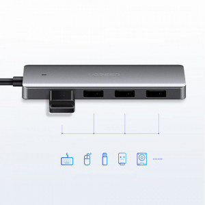 Hub Type-C la 4xUSB 3.0, Micro-USB, 5Gbps, Ugreen CM219, Gri - Img 2
