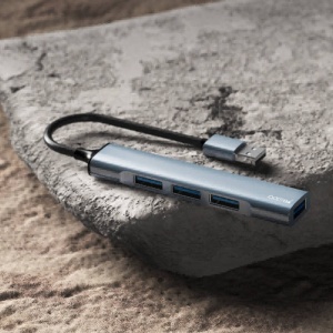 Hub USB, 4 in 1, USB 3.0 la 1x USB 3.0 si 3x USB 2.0, Aluminiu, Yesido, Gri - Img 6