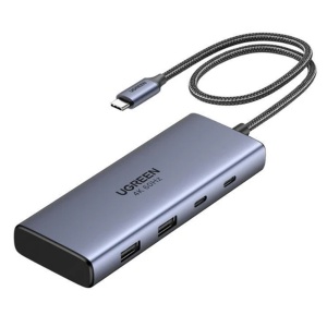 Hub USB-C la 3xUSB-C, 2x USB, 2x HDMI, 4K@60Hz, 10Gpbs, PD100W, Ugreen, Gri