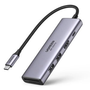 Hub USB-C la Type-C, 2x USB, HDMI, TF, SD Card, Ugreen, Gri