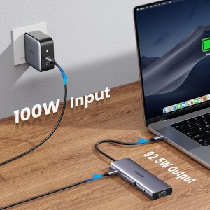 Hub USB-C la Type-C, 3x USB, HDMI, RJ45, Jack 3.5mm, VGA, TF, SD Card, Ugreen CM498, Gri - Img 4