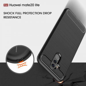 Husa Huawei Mate 20 lite din silicon, Slim, cu textura Fibra Carbon - Negru - Img 8