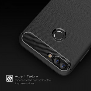 Husa Huawei P Smart din silicon, Slim, cu textura Fibra Carbon - Negru - Img 8
