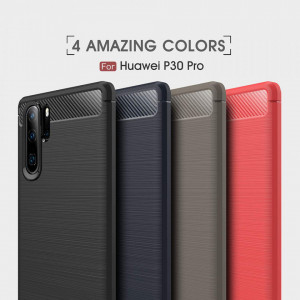 Husa Huawei P30 Pro din silicon, Slim, cu textura Fibra Carbon - Negru - Img 6