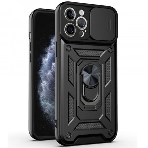 Husa iPhone 11 Pro Max cu inel magnetic, Techsuit CamShield - Negru - Img 1