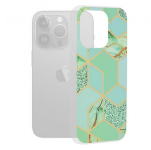 Husa iPhone 15 Pro Marble Series, Techsuit - Green Hex - Img 7