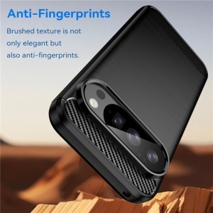 Husa pentru Google Pixel 10 / Pixel 10 Pro, SKYDDAR INNOVATION, Carbon Silicone, din Silicon Premium, Slim, cu textura Fibra Carbon, Negru, set cu sticker  - Img 3