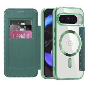Husa pentru Google Pixel 10 / Pixel 10 Pro tip carte, SKYDDAR INOVATION, SmartMag Book, Magsafe, RFiD, Suport Carduri, set cu sticker, Verde