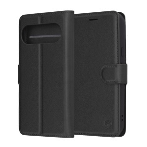 Husa pentru Google Pixel 10 Pro XL, SKYDDAR INNOVATION, Leather Wallet, tip Carte, cu Portofel Interior, Finisaje Premium, Negru, set cu sticker  - Img 6