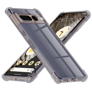 Husa pentru Google Pixel 7 Pro, SKYDDAR INNOVATION, Shockproof Clear Silicone, Silicon Slim, set cu sticker, Fumuriu