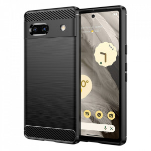 Husa pentru Google Pixel 7a din silicon, SLIM, cu textură Fibra Carbon Skyddar - Negru - Img 1