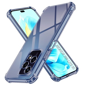 Husa pentru Honor 200 Lite, SKYDDAR INNOVATION, Shockproof Clear Silicone, Silicon Slim, set cu sticker, Fumuriu