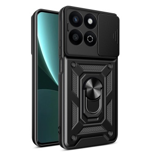 Husa pentru Honor 200 Smart / X7c, SKYDDAR INNOVATION, CamShield, Inel magnetic, set cu sticker, Negru