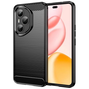 Husa pentru Honor 400 Pro, SKYDDAR INNOVATION, Carbon Silicone, din Silicon Slim, cu textura Fibra Carbon, set cu sticker, Negru