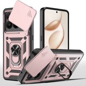 Husa pentru Honor 400 Smart / X7d 4G, SKYDDAR INNOVATION, CamShield, Inel magnetic, set cu sticker, Roz