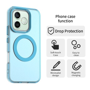 Husa pentru Honor 600 / 600 Pro, MagSafe, Antisoc, Margini ridicate, Mat, set cu sticker, CandyCase, Albastru - Img 2