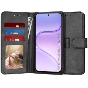 Husa pentru Honor 600 Smart tip carte cu Portofel Interior, Antisoc, set cu sticker, Diary Book, Negru