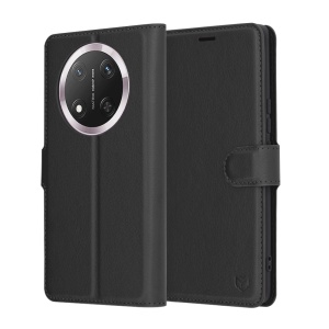 Husa pentru Honor Magic 7 Lite / X9c, SKYDDAR INNOVATION, Leather Folio tip Carte, cu Portofel Interior, Finisaje Premium, set cu sticker, Negru