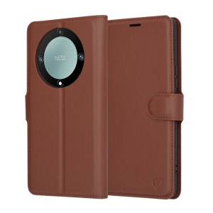 Husa pentru Honor Magic5 Lite tip Carte, cu Portofel Interior, Finisaje Premium, SKYDDAR Leather Wallet - Maro