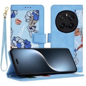 Husa pentru Honor Magic7 Pro, SKYDDAR INNOVATION, Flipcraft din Piele Ecologică, Stand Integrat, Buzunare pentru Carduri, set cu sticker, Bleu