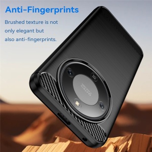 Husa pentru Honor Magic8 Lite, , din Silicon Slim, cu textura Fibra Carbon, Skyddar Carbon Silicone, set cu sticker, Negru - Img 5