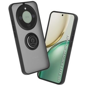 Husa pentru Honor Magic8 Lite, SKYDDAR INNOVATION, Glinth cu Inel Rotativ 360° Magnetic, set cu sticker, Negru