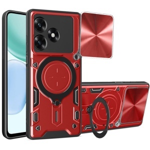 Husa pentru Honor X5c Plus, SKYDDAR INNOVATION, CamGuard Pro, Inel Magnetic, Protectie Camera, set cu sticker, Rosu