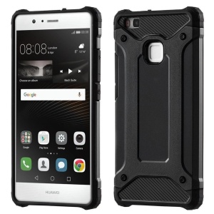 Husa pentru Huawei P9 Lite/ G9 Lite, SKYDDAR INNOVATION, Hybrid Armor, din Plastic Dur, Margini Cauciucate, Antisoc, set cu sticker, Negru